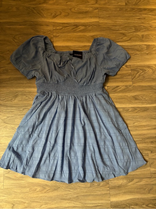 Dresses & Skirts - Blue Puff-Sleeve Smocked Waist Dress
